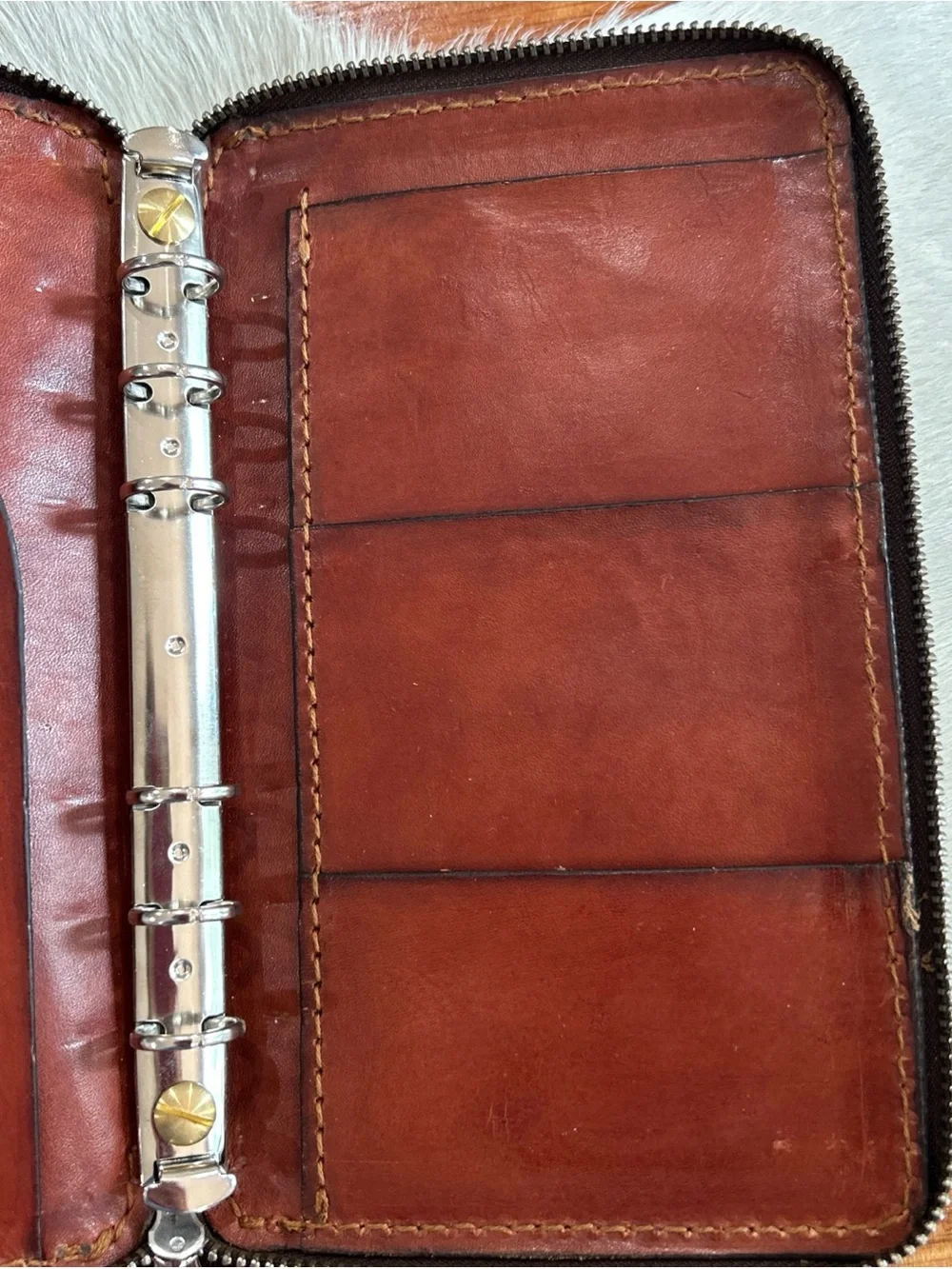 Vintage Planner Organizer Binder Leather Brown